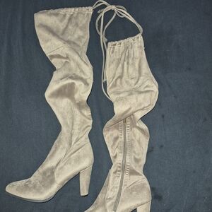 Chic Beige Over-the-Knee Boots